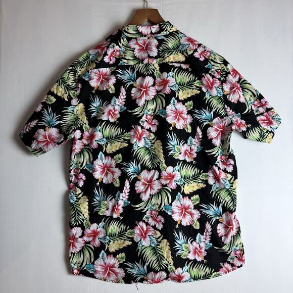 Mens‎ Tunevuse Hawaiian Floral Print Short Sleeve Shirt Size XL Black Multi J1 - Picture 3 of 5